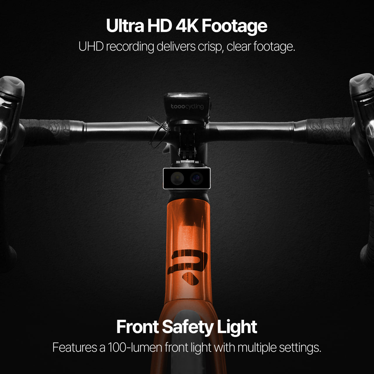 DVF100 Front Dash Cam & Safety Light Combo - 4K UHD, 100 Lumen, IPX5 Waterproof, 4000mAh Battery